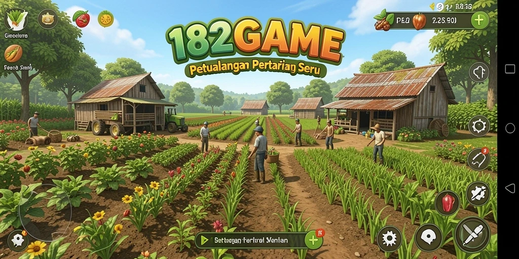 Tampilan gameplay yang menggambarkan aktivitas pertanian seru di 182GAME.