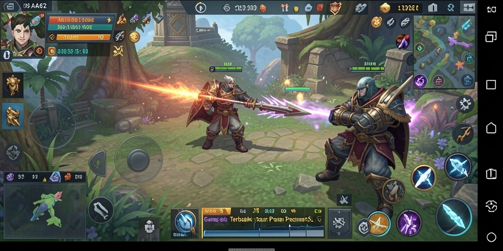 Screenshot gameplay menampilkan strategi dan pertempuran yang menarik dalam AA62.