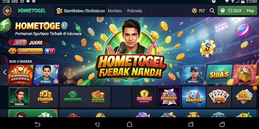 Screenshot gameplay HOMETOGEL menampilkan taruhan di berbagai olahraga.