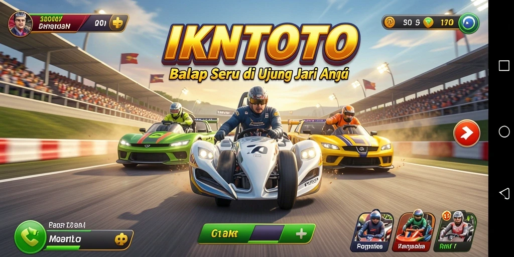 Screenshot gameplay <strong>IKNTOTO</strong> menunjukkan balapan seru di trek menantang.