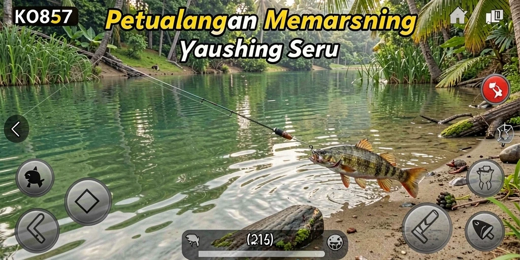 Tangkapan besar dalam aksi gameplay KO857 saat memancing.