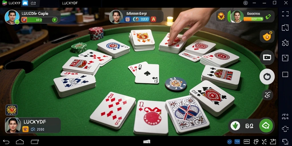 Screenshot utama LUCKYDF menunjukkan aksi seru bermain Gaple.