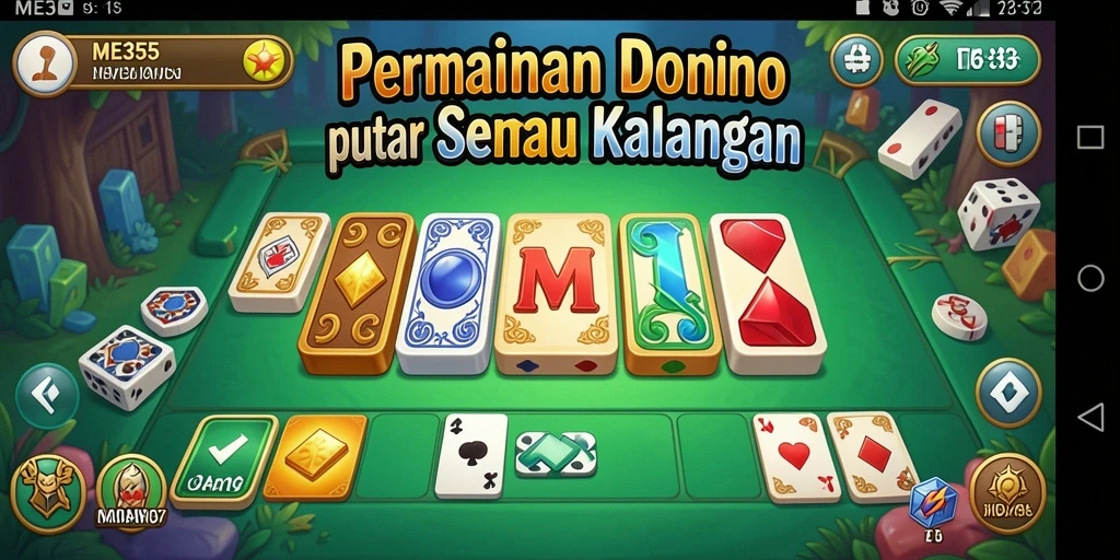 Screenshot permainan ME355 yang menunjukkan gameplay seru Domino.