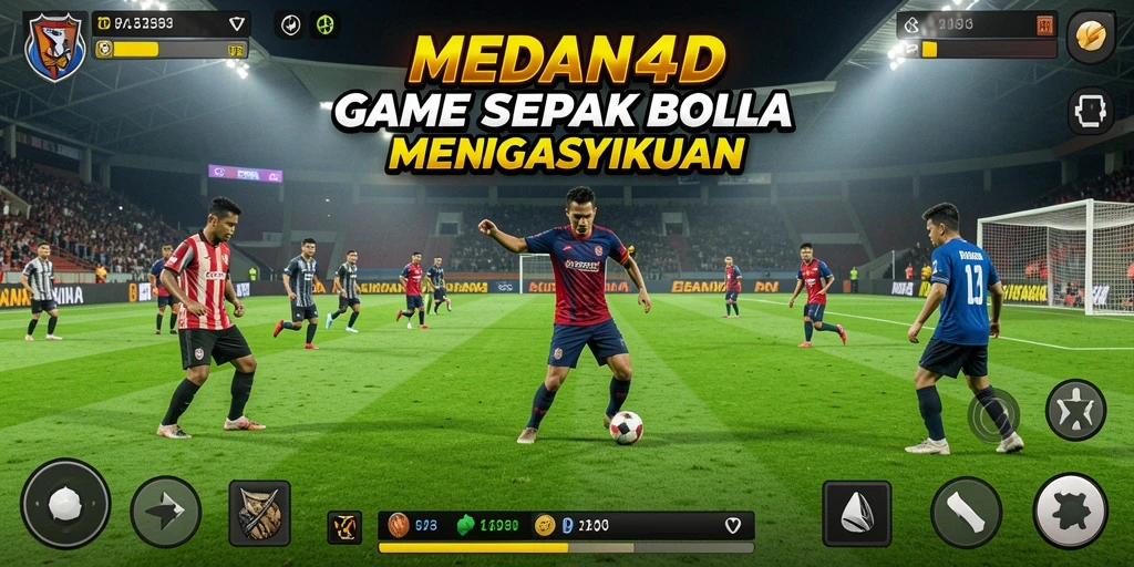 Screenshot permainan MEDAN4D yang menunjukkan aksi pertandingan sepak bola.
