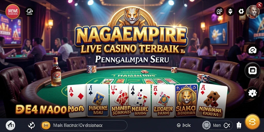 Tangkapan layar menunjukkan dealer profesional dalam aksi di NAGAEMPIRE Live Casino.