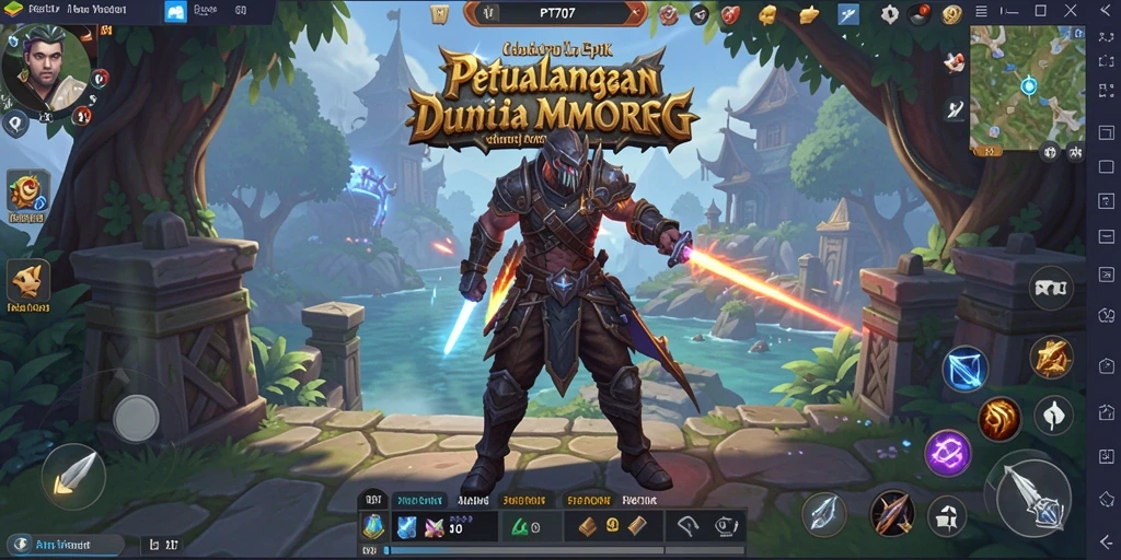 Tampilan gameplay <strong>PT707</strong> yang menampilkan pertempuran epik dalam dunia MMORPG.