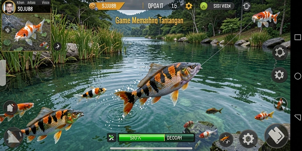 Tampilan gameplay seru dalam SOJU88 dengan aksi memancing yang mendebarkan.