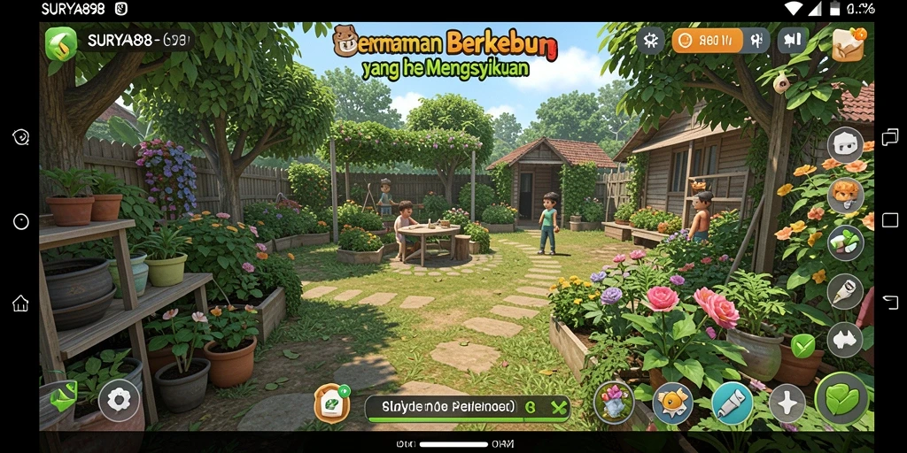 Tampilkan gameplay bertani yang menyenangkan dalam SURYA898.