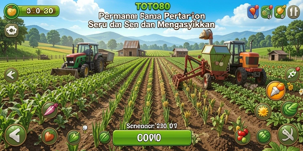 Screenshot gameplay TOTO80 menunjukkan aktivitas bertani yang menyenangkan.